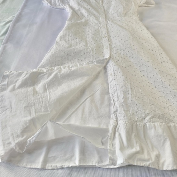 Zara White Eyelet Midi Dress button front size M - Picture 10 of 12